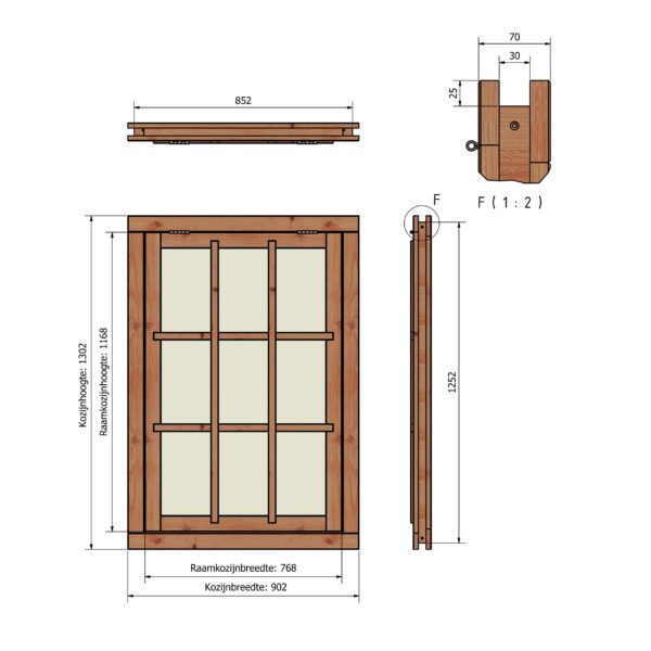 douglas uitzetraam enkel 768x1168 + kozijn 902x1302mm zwart gespoten