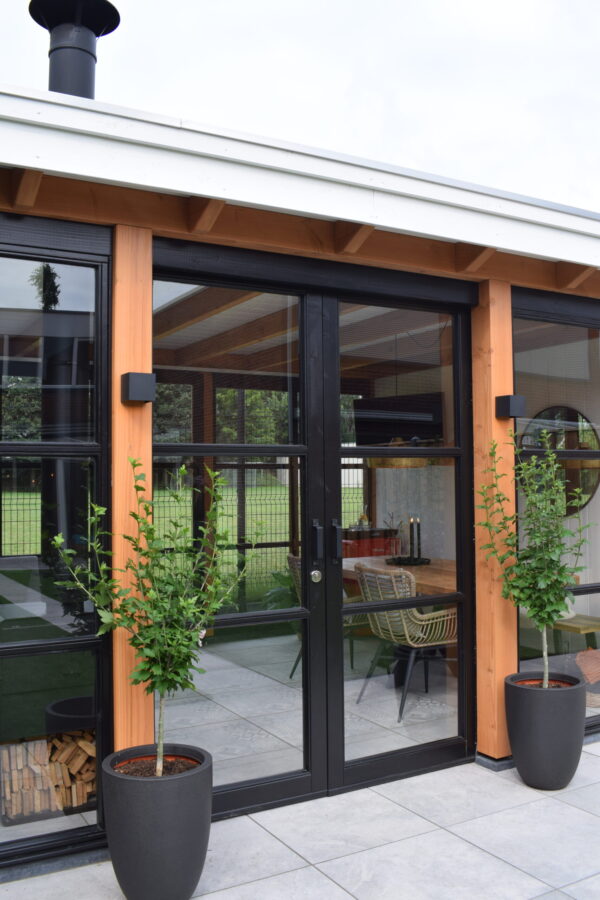 steellook schuifdeur dubbel (00) 2x1200x2274mm zwart gespoten (gelaagd dubbelglas)