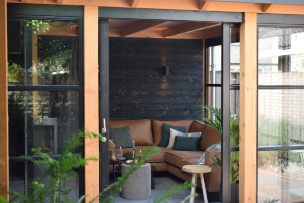 steellook schuifdeur dubbel (00) 2x1200x2274mm zwart gespoten (gelaagd dubbelglas)