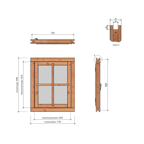 DOUGLAS Vleugelraam RD enkel 642x812 +kozijn 776x946mm wit gegrond