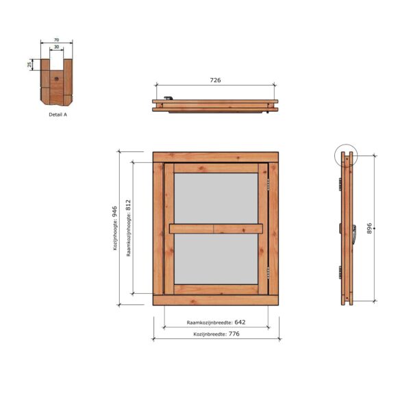 DOUGLAS Vleugelraam RD enkel 642x812 +kozijn 776x946mm wit gegrond