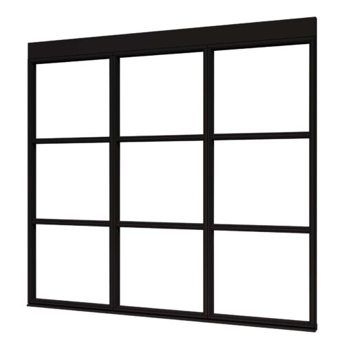 douglas steellook glaswand p 1980x2300 + stelkozijnset zwart gespoten (incl. gelaagd enkelglas) (kopie)