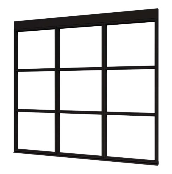 douglas steellook glaswand p 1980x2300 + stelkozijnset zwart gespoten (incl. gelaagd enkelglas) (kopie)