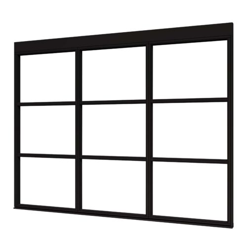 douglas steellook glaswand k 2480x2300 + stelkozijnset zwart gespoten (incl.gelaagd enkelglas) (kopie)
