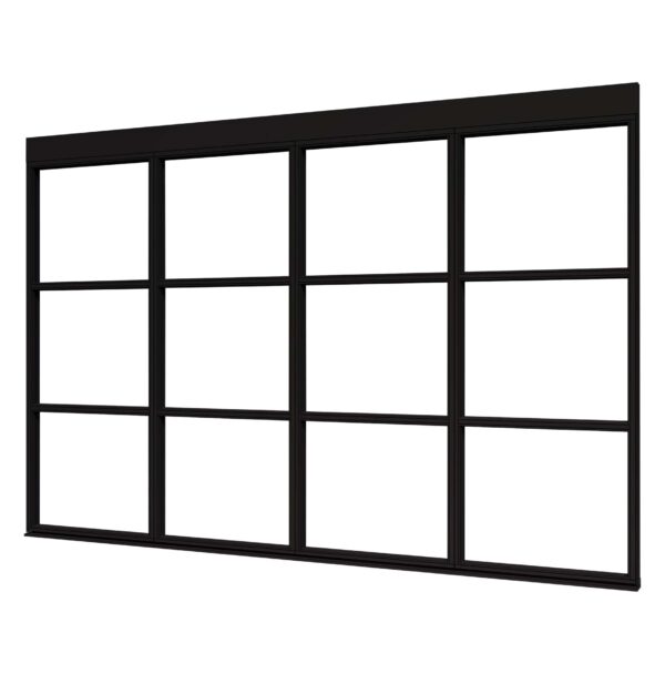 douglas steellook glaswand t 3480x2300 + stelkozijnset zwart gespoten (incl.gelaagd enkelglas) (kopie)