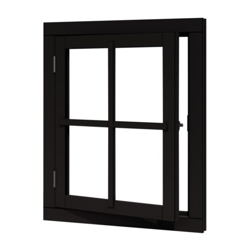 douglas vleugelraam ld enkel 642x812 +kozijn 776x946mm zwart gespoten