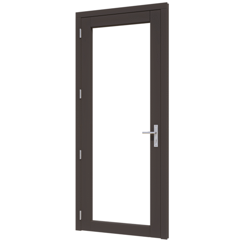 steellook deur enkel (00) (ld) 880x2274mm+kozijn 1012x2345mm zwart gespoten (gelaagd dubbelglas)