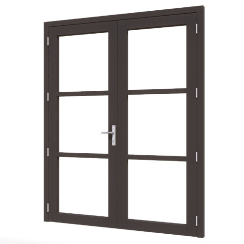 steellook deur dubbel (02) 2x880x2274mm+kozijn 1878x2345mm zwart (gelaagd dubbelglas)