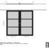 steellook schuifdeur dubbel (00) 2x1200x2274mm zwart gespoten (gelaagd dubbelglas) (kopie)