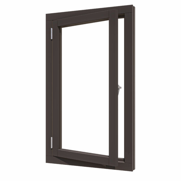 steellook vleugelraam enkel (00) (ld) 648x1175mm + kozijn 780x1307 zw gespoten (dubbelglas)