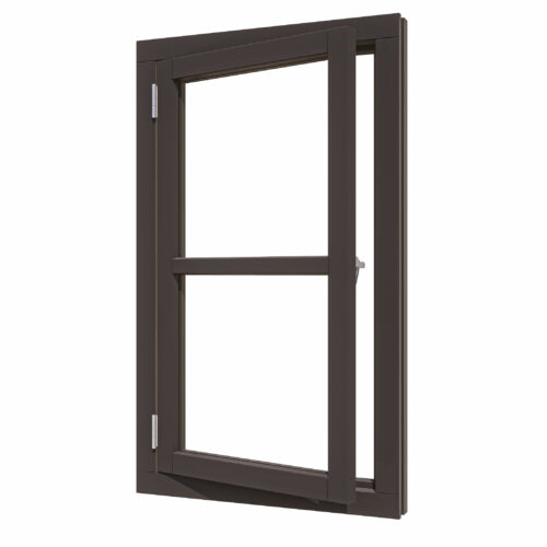 steellook vleugelraam enkel (00) (ld) 648x1175mm + kozijn 780x1307 zw gespoten (dubbelglas) (kopie)