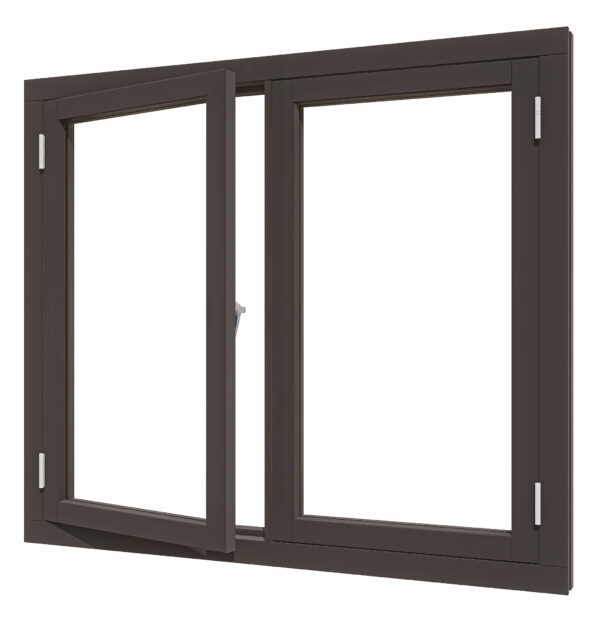 steellook vleugelraam dubbel (00) 2x648x1175mm + kozijn 1451x1307mm zw gespoten (dubbelglas)