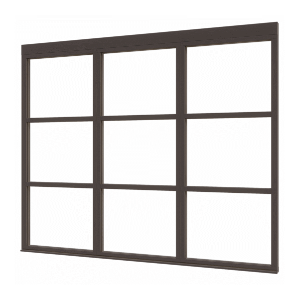 douglas steellook glaswand r 00 (2980x2300) + stelkozijnset zw gespoten (gelaagd dubbelglas) (kopie)