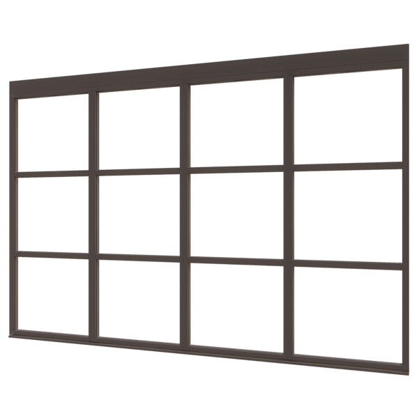 douglas steellook glaswand t 01 (3480x2300) + stelkozijnset zw gespoten (gelaagd dubbelglas) (kopie)